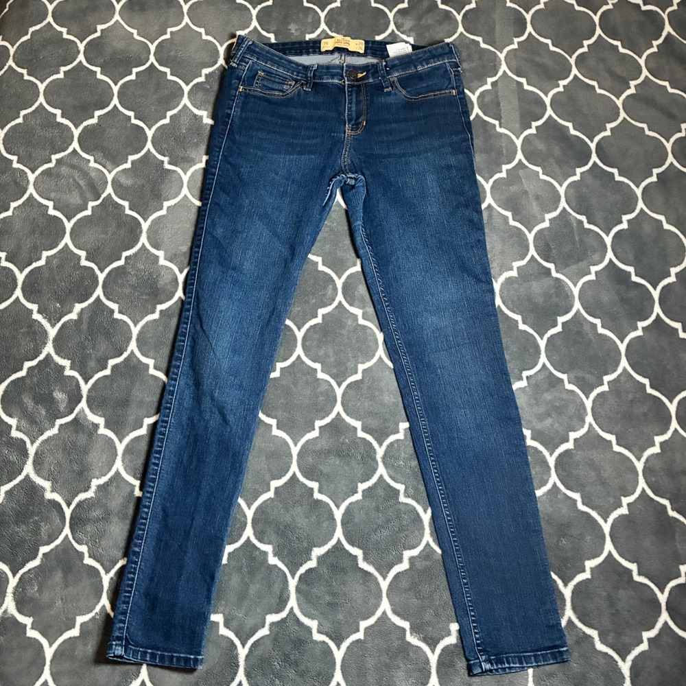 Hollister Super Skinny Low Rise Jeans Womens 7R W28 L30 Dark Wash Stretch Denim